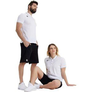 Arena Team Solid Polo Shirt White Cotton XL Unisex Regular Fit Short Sleeve New